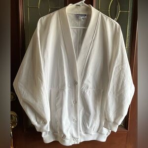 VTG 90s Kensington Bay Club Boxy Oversized White Cardigan Size Medium